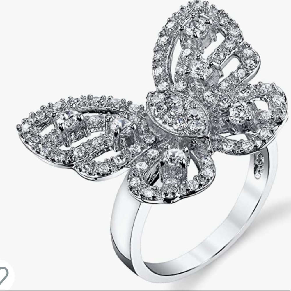 SILVER PLATED BUTTERFLY RING - Picture 3 of 6